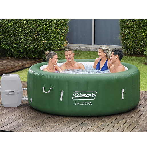 Outdoor portable inflatable hot tub spa for 4 persons with 120 nozzles, pumps, 2 filter elements and bathtub cover