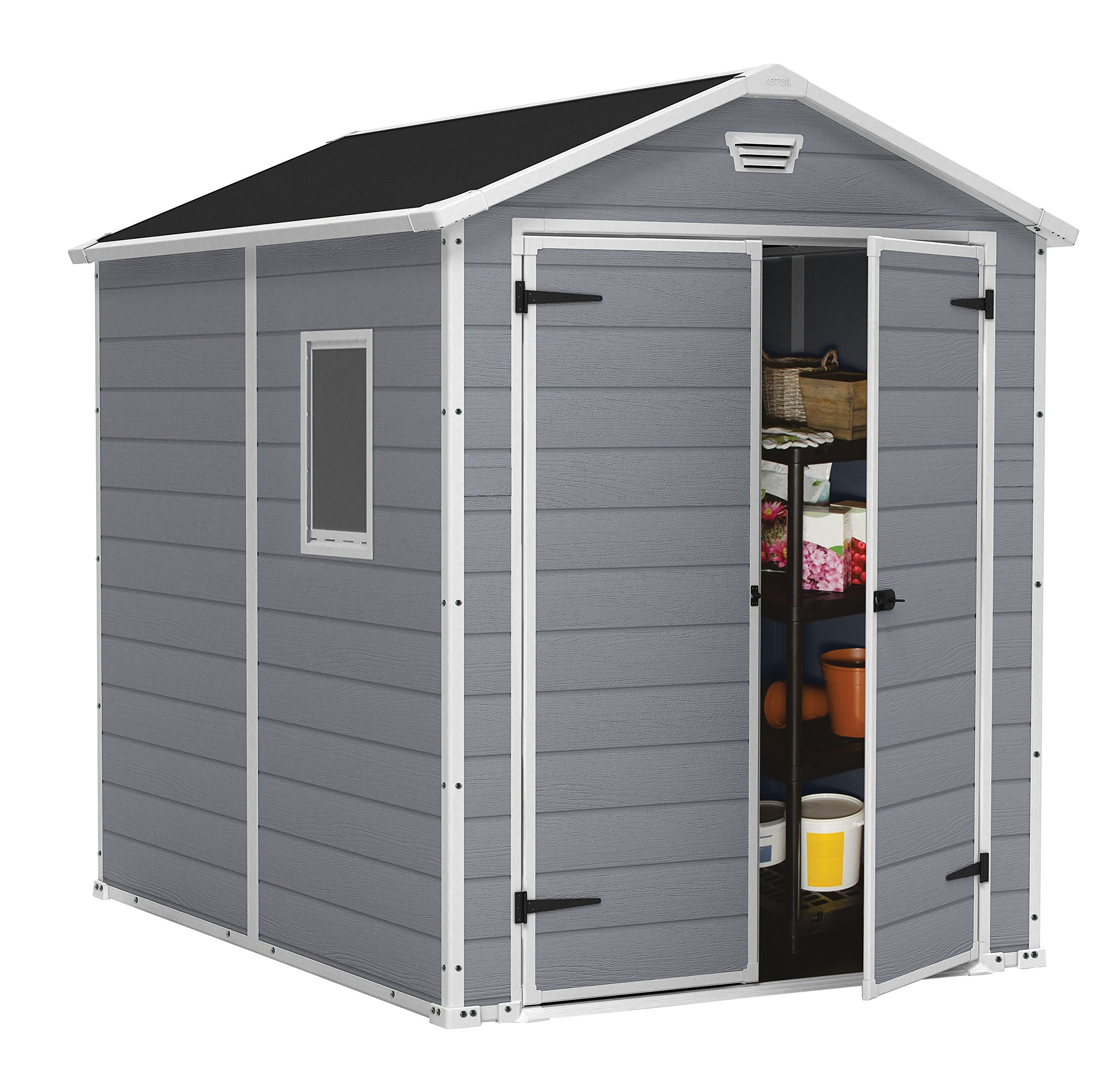 【Storage Shed】6x8 Resin Outdoor Storage Shed - Perfect to Store Patio Furniture, Garden Tools Bike Accessories
