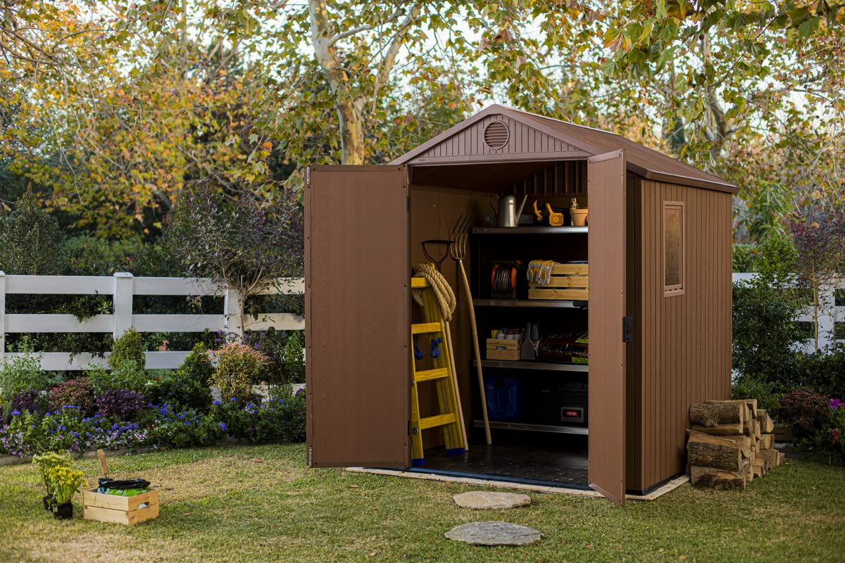 【Storage Shed】【BS】6x6 Darwin Outdoor Apex Garden Storage Shed, Brown