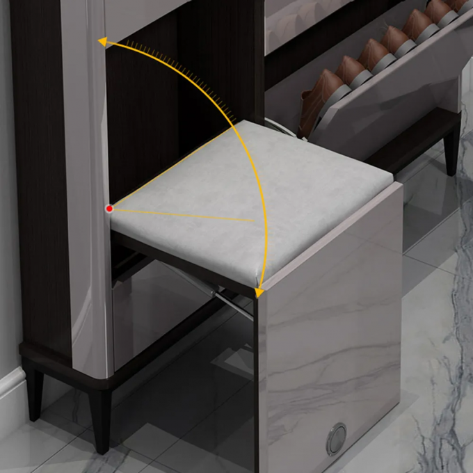 Ultra-thin Shoe Storage, 24 Pair Shoe Storage Cabinet with Stool for Hallway, Fully Assembled, Gray, 54”