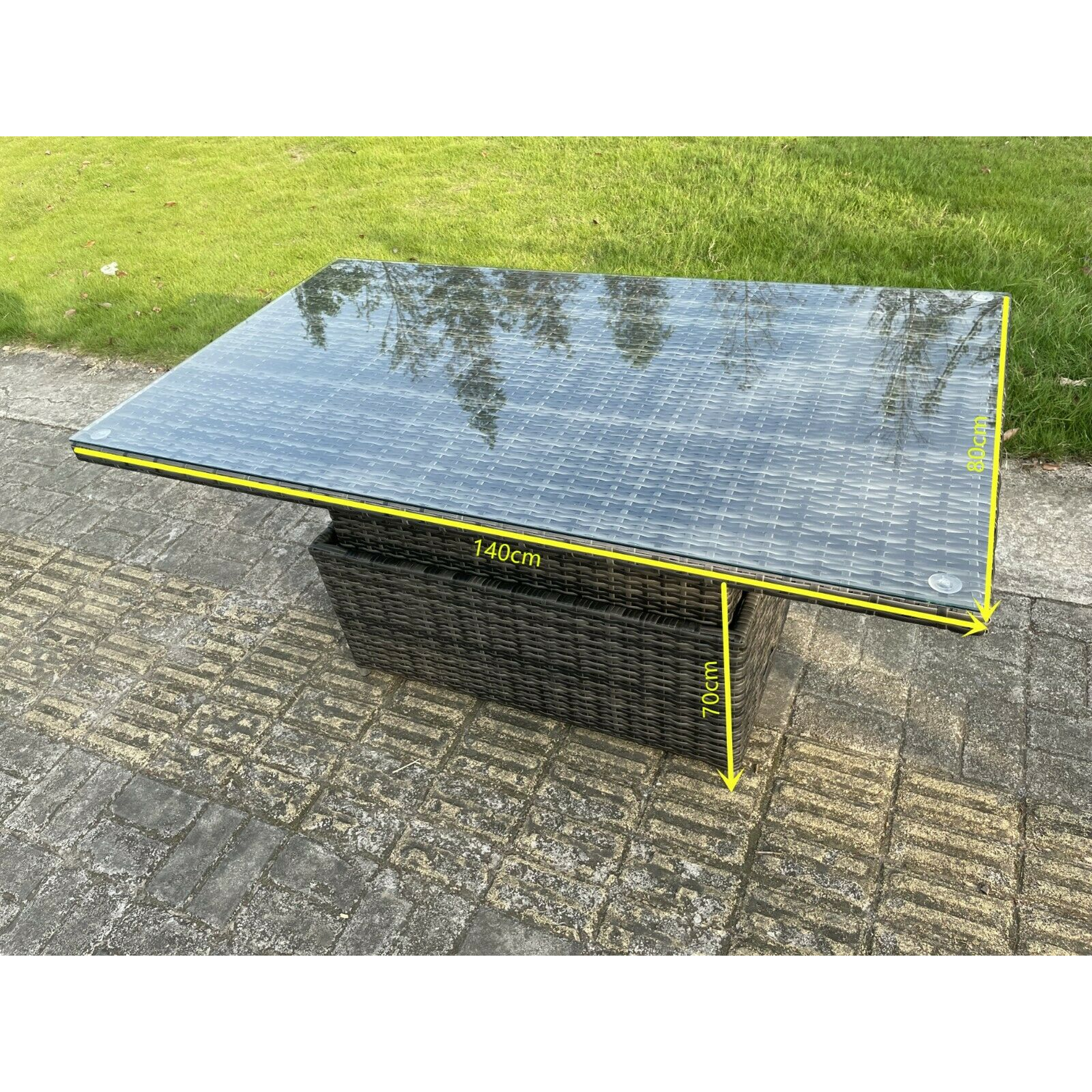 Wicker Rattan Garden Furniture Raised Table Setting Footrest Dark Grey Mix