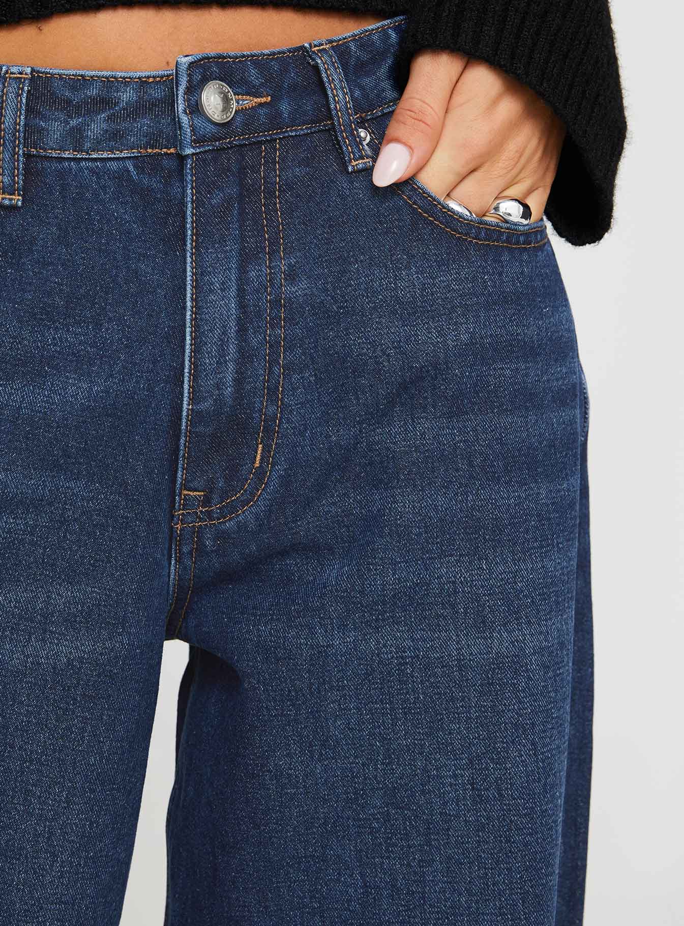Naylor Wide Leg Jeans Mid Blue Denim