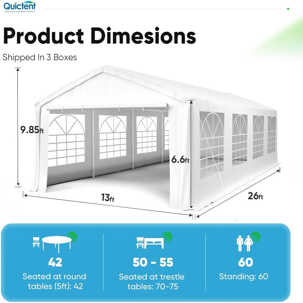 Quictent Party Tent Heavy Duty Outdoor Gazebo White Party Wedding Tent Canopy Shelter Carport