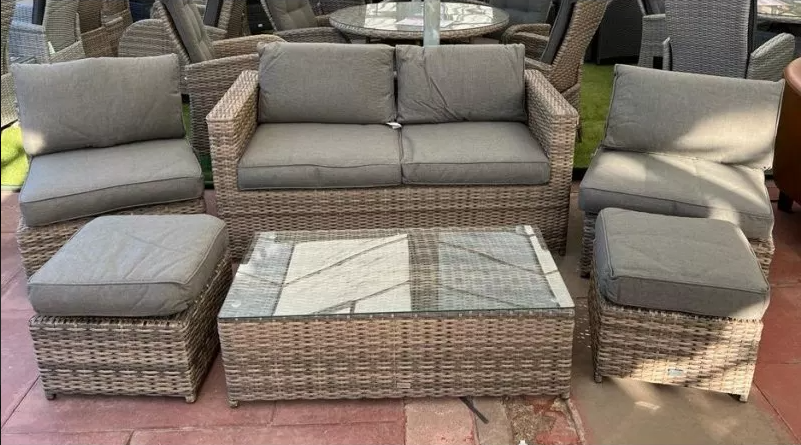 Sapcote 6pc Hideaway Lounge Set in Dark Grey Rattan