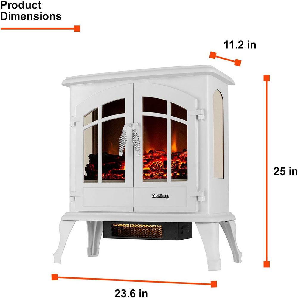 Jasper Freestanding Electric Fireplace Stove Heater - Realistic 3-D Log and Fire Effect